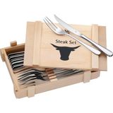 Wmf 12 Parça Steak Çatal Bıçak Seti, 6 Kişilik, Steak Bıçağı ve Steak Çatalı, Cromargan® Yüksek Kaliteli Parlak Paslanmaz Çelik, Ahşap Saklama Kutulu