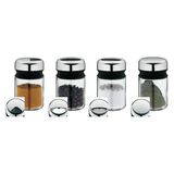 WMF 4 Parça Baharatlık Seti, 100 ml, Cam Baharat Kavanozu, Cromargan® Yüksek Kaliteli Paslanmaz Çelik Kapaklı, Bulaşık Makinesinde Yıkanabilir