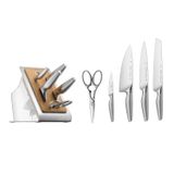 WMF Chef's Edition 6 Parça Bıçak Bloğu Seti, 4 Adet Dövme Bıçak, Mutfak Makası, Bambu Bıçak Bloğu, Performance Cut Teknolojisi