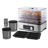 WMF Kitchenminis Gıda Kurutma Makinesi, Mat Paslanmaz Çelik, 5 Katlı, 30–70°C Ayarlanabilir Sıcaklık, 24 Saat Zamanlayıcı, Meyve Kurutucu, 2 Saklama Kabı ve Müsli Bar Kalıbı
