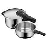 WMF Perfect One Pot 2 Parça Düdüklü Tencere Seti, 4,5 L ve 3 L, İndüksiyon Uyumlu, Cromargan® Yüksek Kaliteli Paslanmaz Çelik, 2 Pişirme Kademesi, Büyük Pişirme Göstergesi, Çıkarılabilir Kapak Sapı