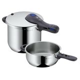WMF Perfect Plus 3 Parça Düdüklü Tencere Seti, İndüksiyon Uyumlu, 6,5 L ve 3 L Düdüklü Tencere, Buharlı Pişirme Aparatı, Cromargan® Yüksek Kaliteli Parlak Paslanmaz Çelik, 2 Pişirme Kademesi