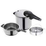 WMF Perfect Premium One Pot 3 Parça Düdüklü Tencere Seti, İndüksiyon Uyumlu, 6,5 L ve 3 L Düdüklü Tencere, Buharlı Pişirme Aparatı, Cromargan Yüksek Kaliteli Paslanmaz Çelik