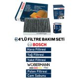Wöbermann +Bosch Skoda Yeti 1.6 Tdi Filtre Bakım Seti 2012-2015 CAY Hava-Yağ-Yakıt-Karbonlu Polen 4K