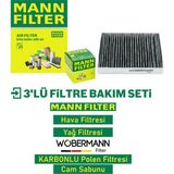 Wöbermann+Mann Volvo S40 1.6 Benzin Filtre Bakım Seti 2000-2005 3kp