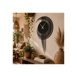 WOCHMANN Siyah Metal Duvar Saati, Modern Dekoratif Spiral Tasarımlı Sessiz Saat 60x35