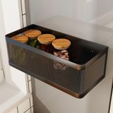 WOCHUANGSI 1 Manyetik Baharat Rafı Buzdolabı Asılı Raf Duvara Montaj Mutfak Aletleri Raflar Mıknatıs Organizasyonu (Siyah, 11''L* 4.9''W* 3.9''H)