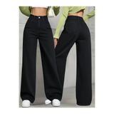 WODDİ Adel Kadın Jeans 90's Wide Leg Siyah Süper Yüksek Bel Salaş Jean Palazzo Kot Pantolon