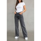 WODDİ Nova Kadın Yüksek Bel Füme Salaş Jeans Wide Leg Geniş Paça Palazzo Kot Pantolon