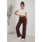 WODDİ Nova Kadın Yüksek Bel Kahverengi Salaş Jeans Wide Leg Geniş Paça Palazzo Kot Pantolon