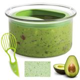 WodGod Guacamole Koruyucu (1 Adet), Guacamole Kaseler, Avokado Kaleci Taze Guacamole Plastik Mutfak Saklama Kabı Hava Geçirmez Kapaklı, 3'ü 1 Arada Avokado Dilimleyici ve Temizleme Süngeri