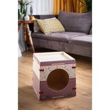 Wodiza Ahşap Kedi Evi Kitty Cat Pembe Hayvan Desenli Demonte Kapalı Kedi Kulübesi 35 × 33 × 35 cm