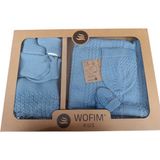 Wofim 3001 Bebek Natural Yün Triko 6'lı Hastane Çıkışı - İndigo - 3 - 6 Ay