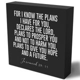 Woght Hristiyan Dekor Ahşap Tabela Masa Dekoru Rustik Motivasyon İncil Ayeti Yeremya 29:11 Siyah Ahşap Kutu Işareti Ev Ofis Oturma Odası Kilise Mutfak Yatak Odası Masa Raf Dini Hediyeler