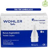 Wohler Baby Burun Aspiratörü Yedek Uç – Ekstra Yumuşak, BPA İçermez, Tek Kullanımlık Silikon, 10’lu Paket, Manuel ve Taşınabilir Kullanım