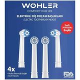 Wohler Şarjlı ve Pilli Diş Fırçası Yedek Başlığı Yumuşak Çocuk ve Yetişkin- 4 Adet - Renkli