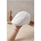 WOHOME Erkek Yazlık Kasket Şapka -Çizgili Dokulu Pamuklu Retro Flat Cap Serisi