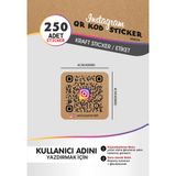 Woisco 250 Adet Instagram Qr Kodlu Yapışkanlı Etiketi Kraft Sticker - Kişiye Özel Isim Etiket - Kraft Etiket - (4X4CM) Oval