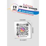 Woisco 70 Adet Instagram Qr Kodlu Yapışkanlı Etiketi Sticker - Kişiye Özel Isim Etiket - Plastik Parlak Etiket - Suya Dayanıklı (4X4CM) Düz - Beyaz