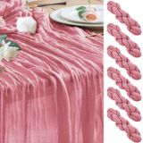 Wokceer Tülbent Masa Örtüsü 6 Paket 10FT Tozlu Gül Boho Gazlı Bez Peynir Bezi Masa Örtüsü Parti için Uzun Rustik Şeffaf Masa Koşucuları Bebek Gelin Duş Düğün Paskalya Masa Dekoru