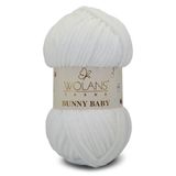 WOLANS 401 Beyaz Soft Kadife Bunny Baby 100gr 120mt Örgü Ipi Kadife Ip Oyuncak Ipi Battaniye Ipi