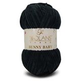 WOLANS 410 Siyah Soft Kadife Bunny Baby 100gr 120mt Örgü Ipi Kadife Ip Oyuncak Ipi Battaniye Ipi