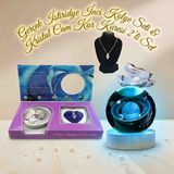 Wolawood 3D Futuristic Gerçek İnci Kolye ve 3D Kristal Cam Küre 2'li Hediye Seti Cappuccino Renkli