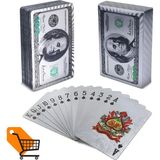 Wolawood Amerikan Dolar Tasarımlı Oyun Kartları Kağıdı Seti $ Gümüş Model Premium Poker Kartları Casino Eğlence Texas Holdem, Dolar Tasarımlı Iskambil Oyun Kağıdı Seti