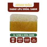 Wolawood Argan Yağlı Kabak Lifli Sabun %100 Doğal El Yapımı Peeling Etkili Nemlendirici Cilt Sabunu