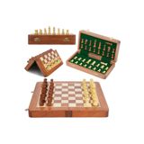 Wolawood Doğal Ahşap Mıknatıslı Satranç Takımı El Yapımı Katlanabilir Kutu Hazneli Özel Premium Set