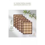 Wolawood Doğal Bambu 6'lı Amerikan Servis Seti Özel El Yapımı Natural Hasır Sofra Sunum Takımı