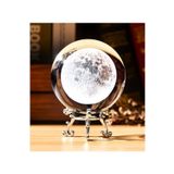 Wolawood Dolunay 3D Kristal Cam Kar Küresi Metal Standlı Dekoratif Masaüstü Biblo Şık Zarif Konsept Hediyelik