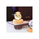 Wolawood Dolunay Kristal Cam Kar Küresi 3D Led Işıklı Usb Ahşap Tabanlı Dekoratif Gece Lambası Hediyelik Seti