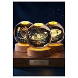 Wolawood High-Class 3`Lü Kristal Cam Kar Küresi Seti & Led Gün Işığı Top Lamba, Usb Ahşap Taban {3~Adet} Özel Seri Dekoratif Hediyelik Takım