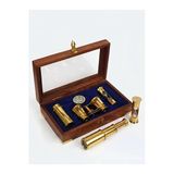 Wolawood Imperial Collection Ahşap Kutulu Pirinç Dürbün Pusula Kum Saati Seti Exclusive Denizci Temalı Luxury Vıp Hediye Sınırlı Sayıda