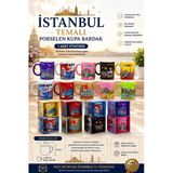 Wolawood İstanbul Temalı Porselen Kupa Bardak (1-Adet) Özel Baskılı Renkli Kahve Kupası, Çay Bardağı, Ev Ofis İçin Dekoratif, Turistik Hediyelik Eşya