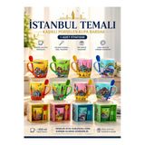Wolawood İstanbul Temalı Porselen Kupa Bardak Kaşık Hediyeli (1-Adet) Özel Baskılı Renkli Kahve Kupası, Çay Bardağı, Ev Ofis İçin Dekoratif, Turistik Hediyelik Eşya
