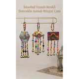 Wolawood İstanbul Temalı Renkli Boncuklu Asmalı Rüzgar Çanı Duvar Kapı Süsü El Yapımı Hediyelik Eşya Aksesuar