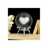 Wolawood Kalp Temalı 3D Kristal Cam Kar Küresi Metal Standlı Hediyelik Dekoratif Biblo Süs Zarif Konsept Set