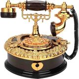 Wolawood Klasik Retro Tarzda Nostaljik Ahizeli Telefon Kulübesi Müzik Kutusu Dekoratif Masaüstü Telefon Kabini Vintage Görünümlü Hediyelik Dekoratif Set