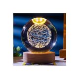 Wolawood Kristal Cam Kar Küresi 3D Galaksi Uzay Yıldız Haritası USB Ahşap Kaideli Lamba Dekoratif Hediyelik