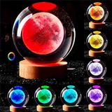 Wolawood Kristal Cam Kar Küresi 3D Renk Değiştiren Rgb'li Doğal Ahşap Standlı USB Kablolu LED Işıklı Lamba Seti Konsept Dekoratif Hediyelik Eşya Top Dekor Özel Premium Seri - DOLUNAY