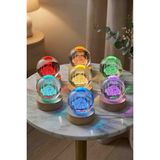 Wolawood Kristal Cam Küre Usb’li Ahşap Tabanlı Rgb LED Lamba, Camii Temalı 3D Lazer Işlemeli Dekoratif Gece Lambası, Renk Değiştiren Masaüstü Hediyelik, 1 Adet - Renkli