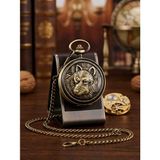 Wolawood Kurt Motifli Antika Köstekli Cep Saati Vintage Retro Zincirli Quartz Saat Bozkurt Kabartmalı Nostaljik Erkek Saati Koleksiyonluk Hediyelik Premium Metal Cep Saati Kutulu - Altın - Bakır