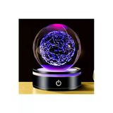 Wolawood Luxury Kristal Cam Kar Küresi Usb’li 3D Lazer İşleme Led Lamba Işıklı Renkli Dönen Top Hediyelik Set