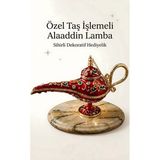 Wolawood Luxury Taş İşlemeli Sihirli Alaaddin Lambası & Premium, Vintage Osmanlı Tarzı, Dekoratif Hediyelik Eşya § Antik Görünümlü Masaüstü Biblo Şık Koleksiyon Obje 1'Li
