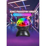 Wolawood Müzikli Disco Topu Renkli 360° Projeksiyon Lambası - Speaker Usb, Sd Kart Bluetooth Bağlantılı Parti & Dans Işığı - Rgb LED Farklı Işık Modu Eğlence Seti