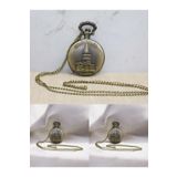 Wolawood Nostaljik Galata Kulesi Köstekli Cep Saati Osmanlı Tarzı Vintage Metal Zincirli Antik Saat Özel Seri