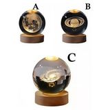 Wolawood Özel 3 Adet Set Halinde Kristal Cam Kar Küresi Işıklı Lamba Usb Ahşap Taban Led Dekoratif Hediyelik