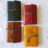 Wolawood Özel Seri 4 Adet Deri Ciltli Vintage Defter Günlük, Hatıra, Ajanda, Gezi Notları Premium Hediye Seti